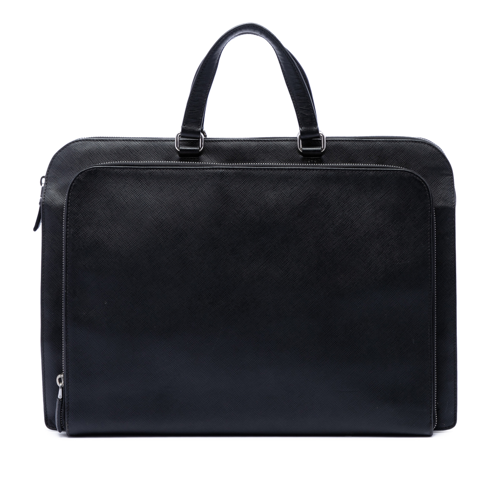 Pre-Loved Prada Saffiano Cuir Travel Front Zip Pocket Briefcase